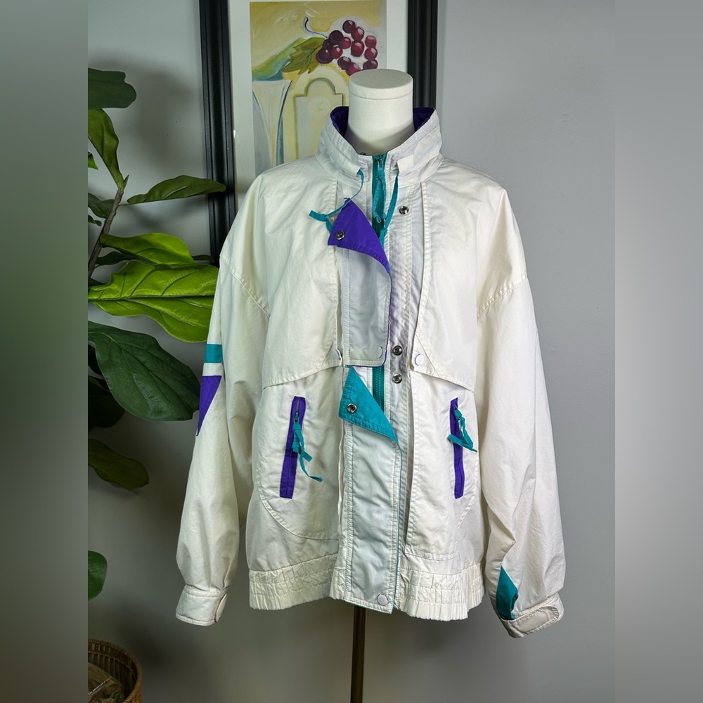 Vintage Cabin Creek Jacket Women’s L Full Zip Snap Button Drawstring Nylon